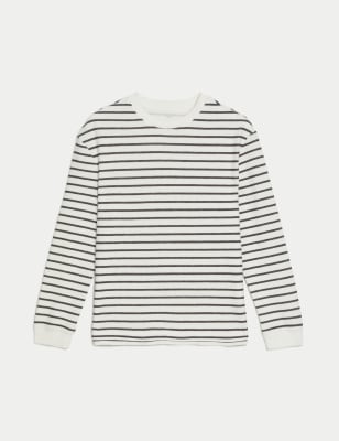 

M&S Collection Gestreiftes Oberteil mit hohem Baumwollanteil (6-16 J.) - Cream Mix, Cream Mix