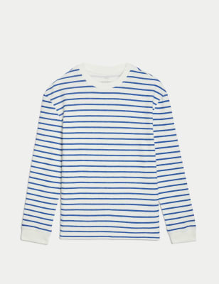 

M&S Collection Gestreiftes Oberteil mit hohem Baumwollanteil (6-16 J.) - Ivory Mix, Ivory Mix