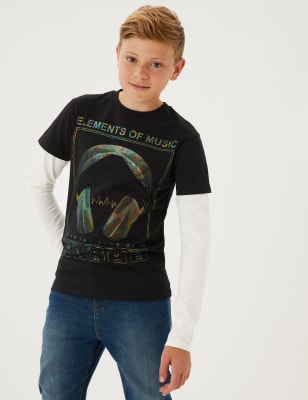 

Boys M&S Collection Pure Cotton Holographic Top (6-16 Yrs) - Black, Black