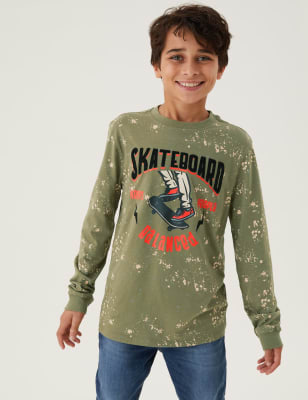 

M&S Collection Top 100% algodón con diseño de skate (6-16 años) - Khaki, Khaki