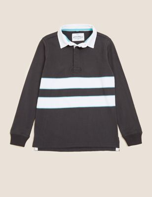 M&S Boys Pure Cotton Striped Rugby Top (6-16 Yrs)
