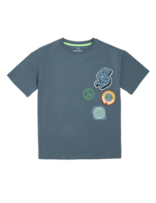 

Boys M&S Collection Pure Cotton Badge T-Shirt (6-16 Yrs) - Air Force Blue, Air Force Blue