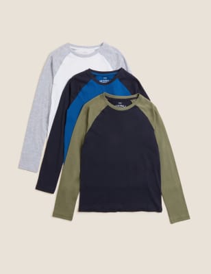 

Boys M&S Collection 3pk Cotton Rich Raglan Tops (6-16 Yrs) - Multi, Multi