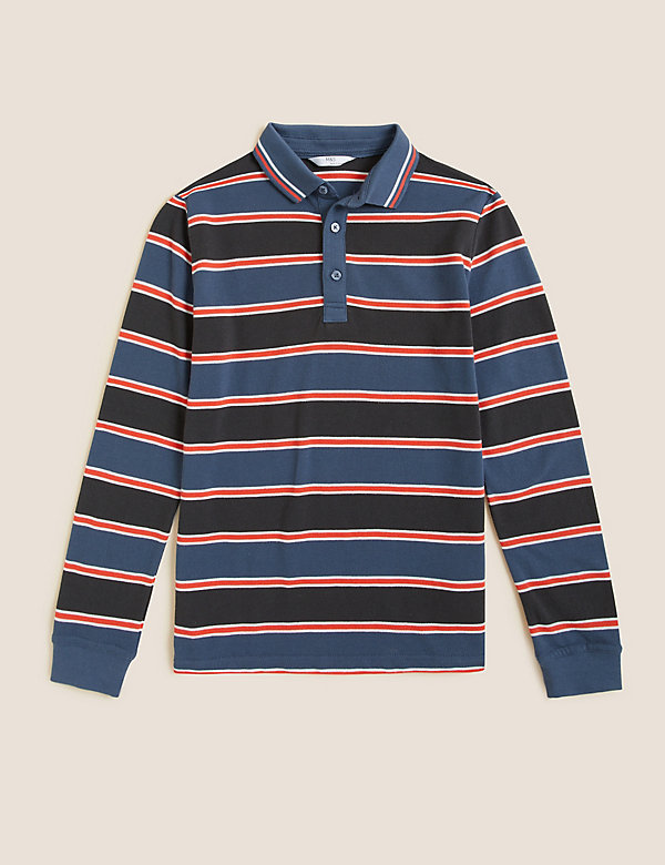 Pure Cotton Striped Polo Shirt (6-16 Yrs)
