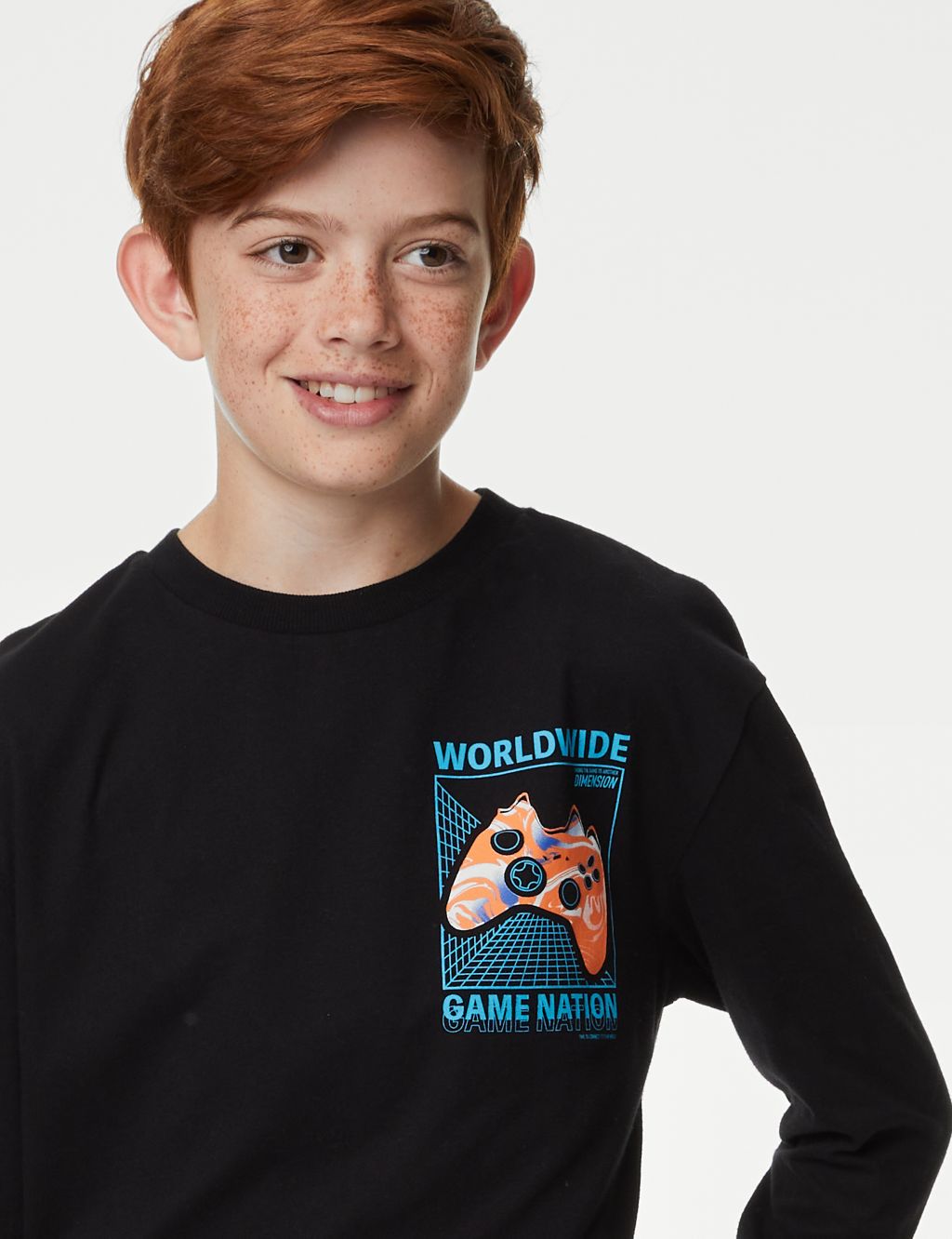 Pure Cotton Gaming Graphic Top (6-16 Yrs) image 3