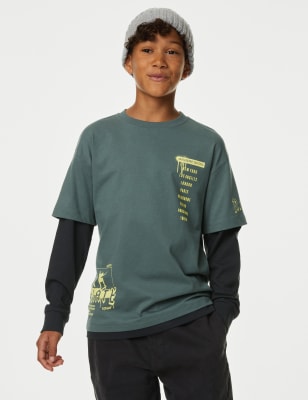 

Boys M&S Collection Cotton Rich Skate Graphic Top (6-16 Yrs) - Green Mix, Green Mix