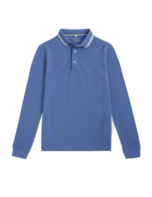

M&S Collection Poloshirt aus reiner Baumwolle (6-16 J.) - Mid Blue, Mid Blue