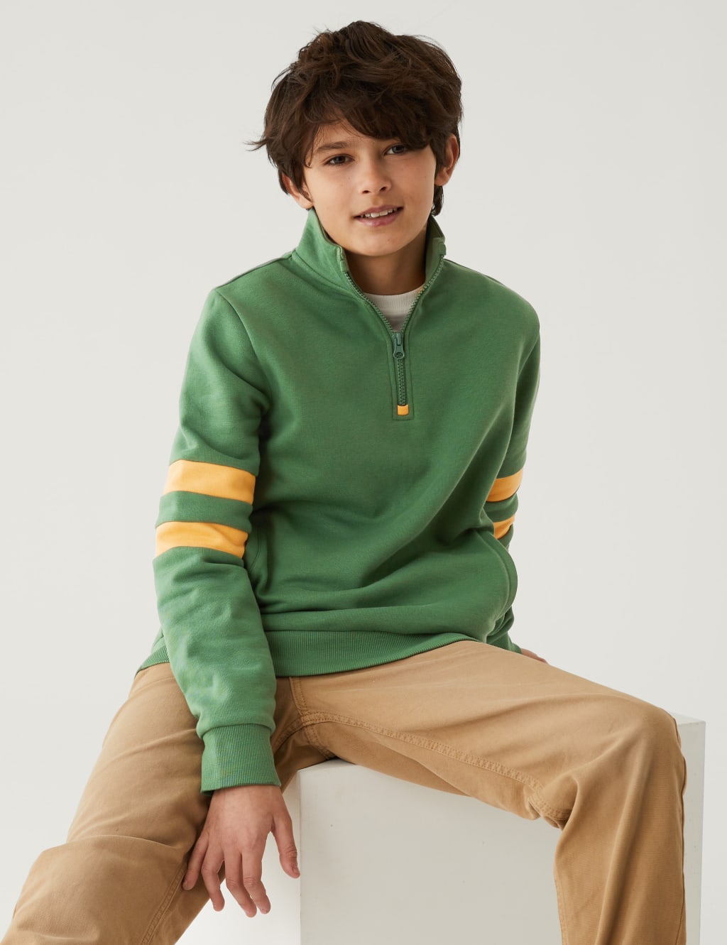 Cotton Rich Half Zip Sweatshirt (6 - 16 Yrs) image 1