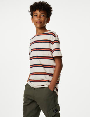 

Boys M&S Collection Pure Cotton Striped T-Shirt (6-16 Yrs) - Calico Mix, Calico Mix