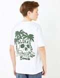 Pure Cotton Embroidered Skull T-Shirt (6-16 Yrs)