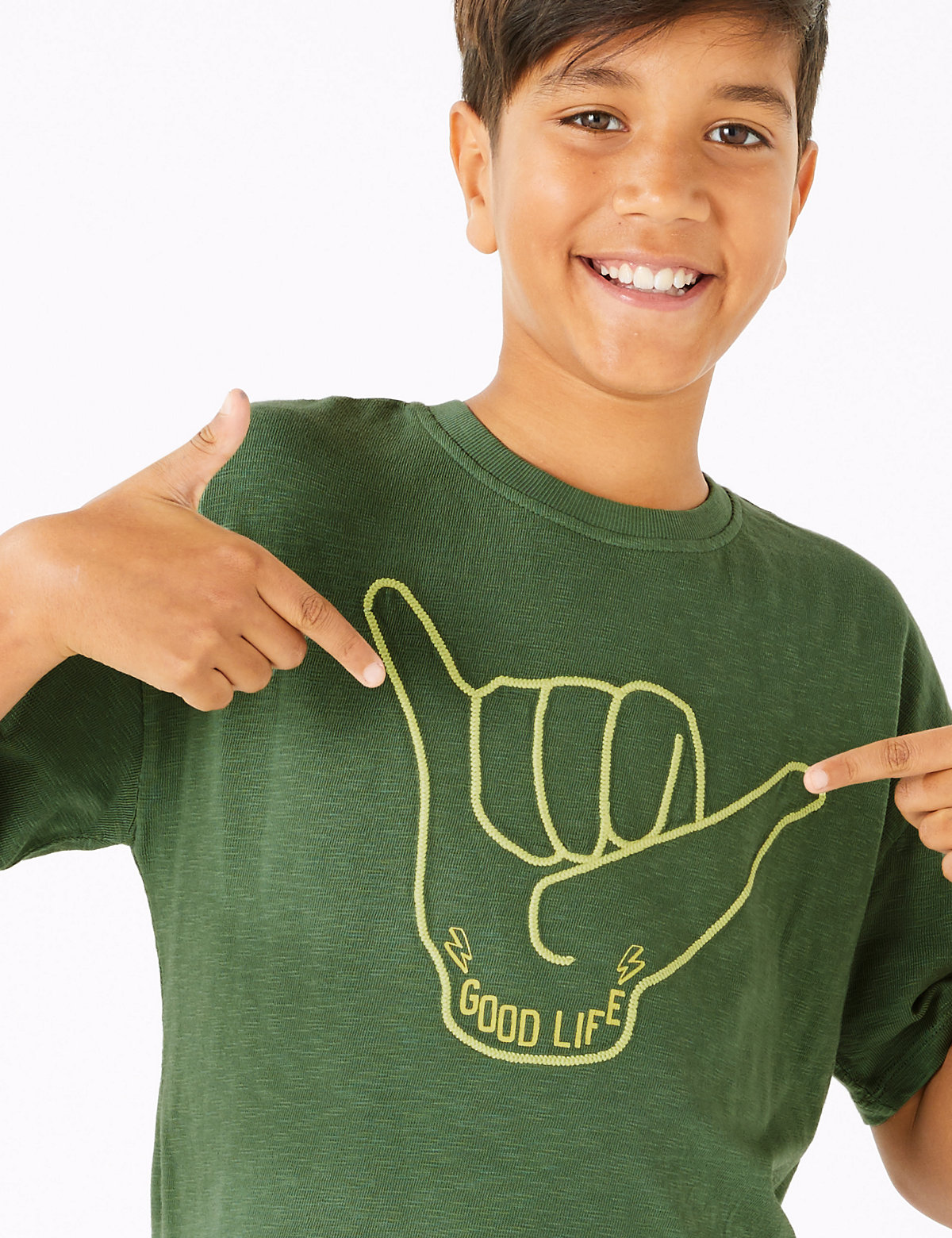 Cotton Good Life Slogan Hand Print T-Shirt (6-16 Yrs)