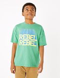 Cotton Rebel Rebel Slogan T-Shirt (6-16 Years)
