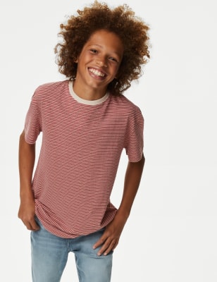 

Boys M&S Collection Pure Cotton Striped T-Shirt (6-16 Yrs) - Red Mix, Red Mix