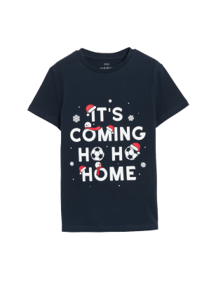 

Boys M&S Collection Pure Cotton Christmas Football T-Shirt (6-16 Yrs) - Navy, Navy