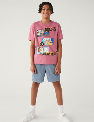 

Boys M&S Collection Pure Cotton Anime T-Shirt (6 - 16 Yrs) - Raspberry Mix, Raspberry Mix