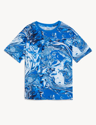 Pure Cotton Marble Print T-Shirt