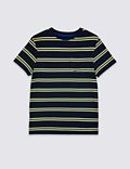 Pure Cotton Striped Pocket T-Shirt (3-16 Years)