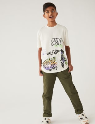 

M&S Collection Camiseta 100% algodón con texto 'Graffiti' (6-16 años) - Ecru Mix, Ecru Mix