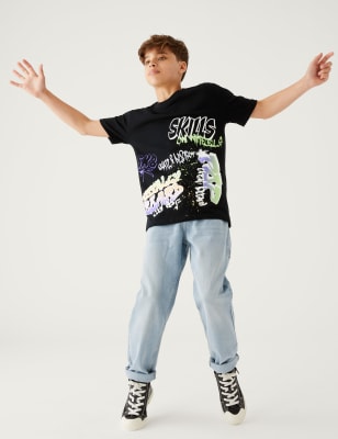 

Boys M&S Collection Pure Cotton Graffiti Slogan T-Shirt (6 - 16 Yrs) - Black Mix, Black Mix