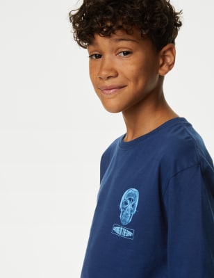 

Boys M&S Collection Pure Cotton Skull Graphic T-Shirt (6-16 Yrs) - Indigo, Indigo