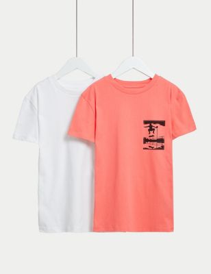 2pk Pure Cotton Skate T-Shirts (6-16 Yrs)