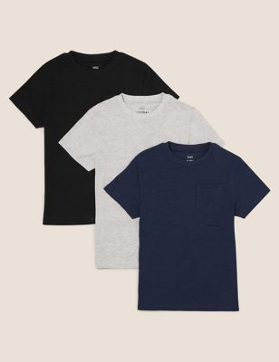 Lot de 3 t-shirts adaptés 100 % coton, faciles à enfiler (du 2 au 14 ans) - Multi