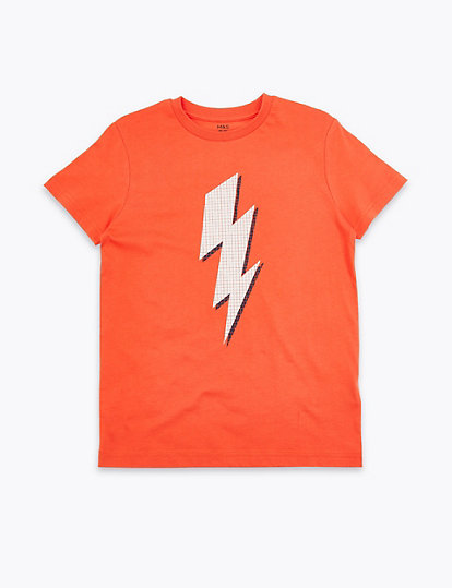 Cotton Lightning Bolt Design T-Shirt (6-16 Yrs)