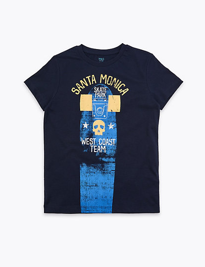 Cotton Santa Monica Slogan T-Shirt (6-16 Yrs)