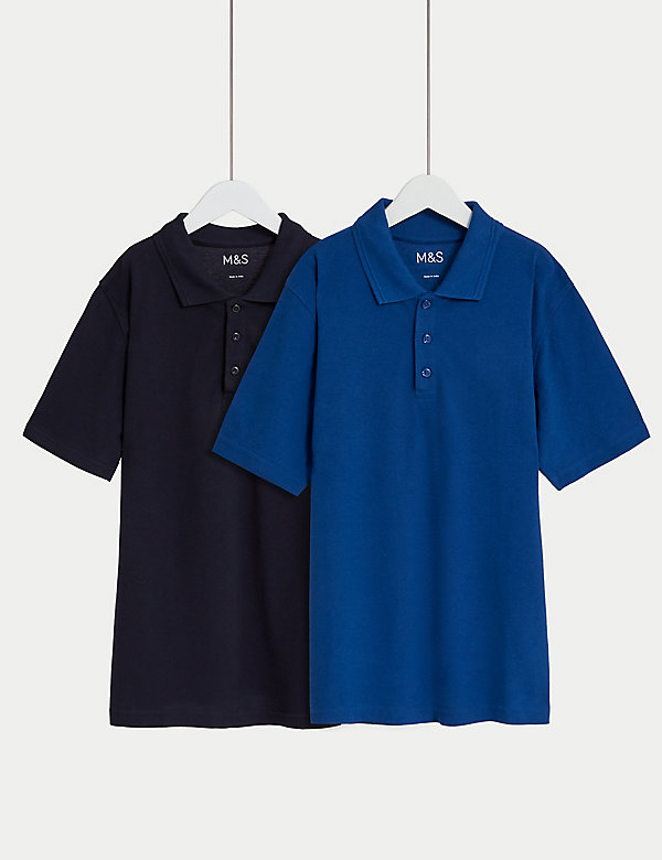 2pk Pure Cotton Plain Polo Shirts (6-15 Yrs) - BE