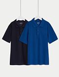 2pk Pure Cotton Plain Polo Shirts (6-15 Yrs)