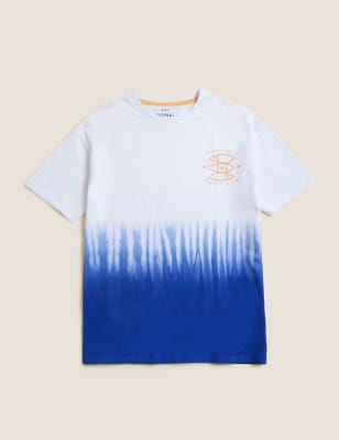 

Boys M&S Collection Pure Cotton Dip Dye T-shirt (6 - 16 Yrs) - Blue Mix, Blue Mix