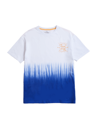 

Boys M&S Collection Pure Cotton Dip Dye T-shirt (6 - 16 Yrs) - Blue Mix, Blue Mix