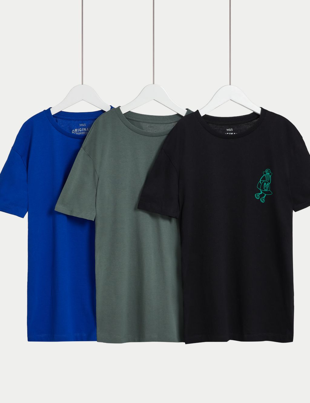 3pk Pure Cotton Placement Graphic T-Shirts (6-16 Yrs)