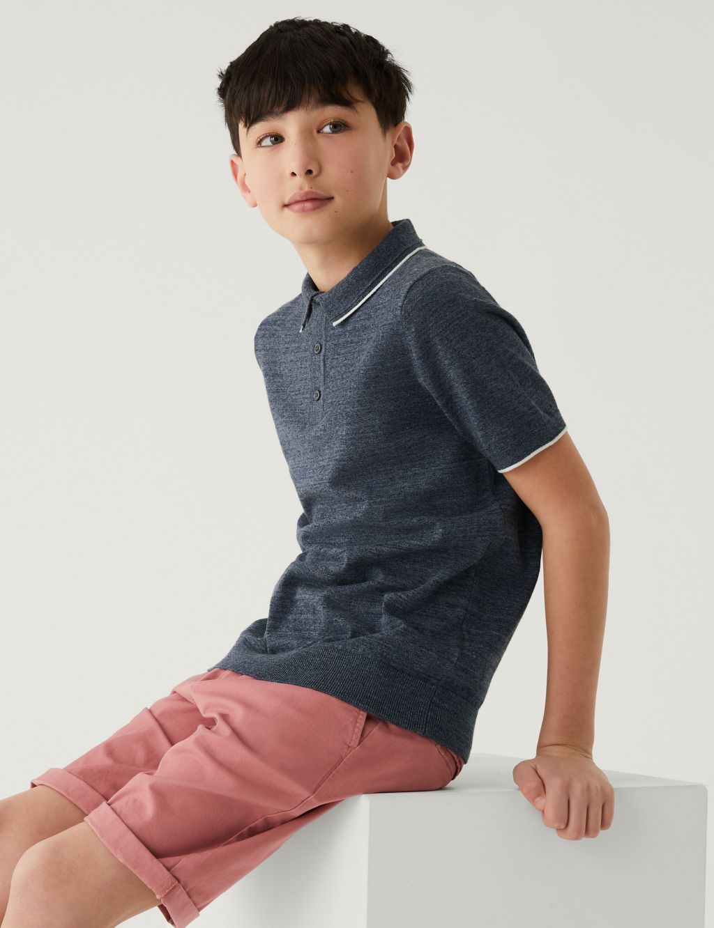 Cotton Rich Knitted Polo Shirt (6-16 Yrs) image 1