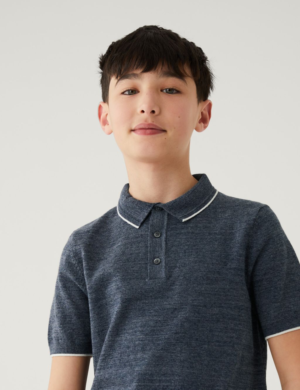 Cotton Rich Knitted Polo Shirt (6-16 Yrs) image 2