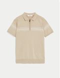 Cotton Rich Striped Knitted Polo Shirt (6-16 Yrs)