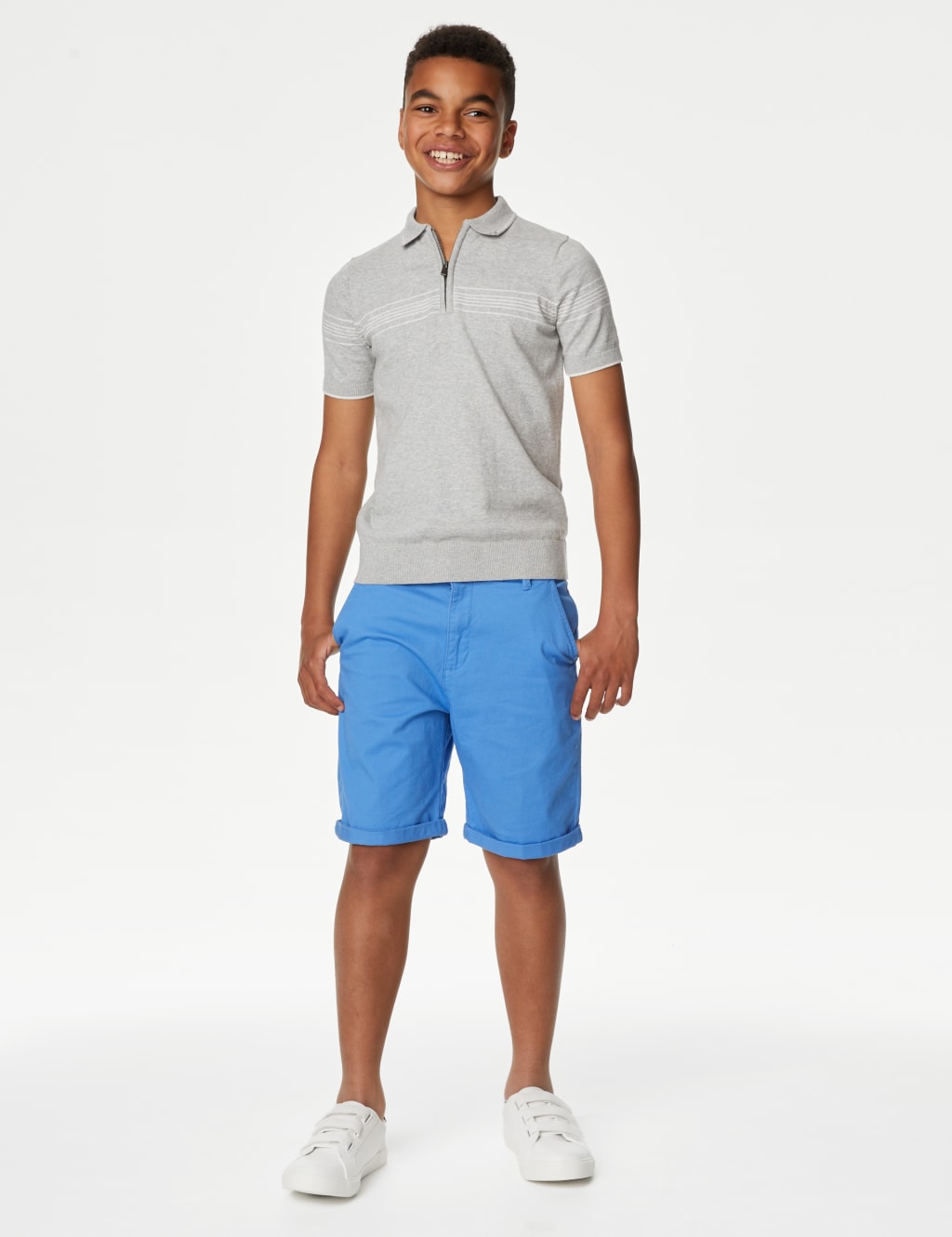 Cotton Rich Striped Knitted Polo Shirt (6-16 Yrs) image 3
