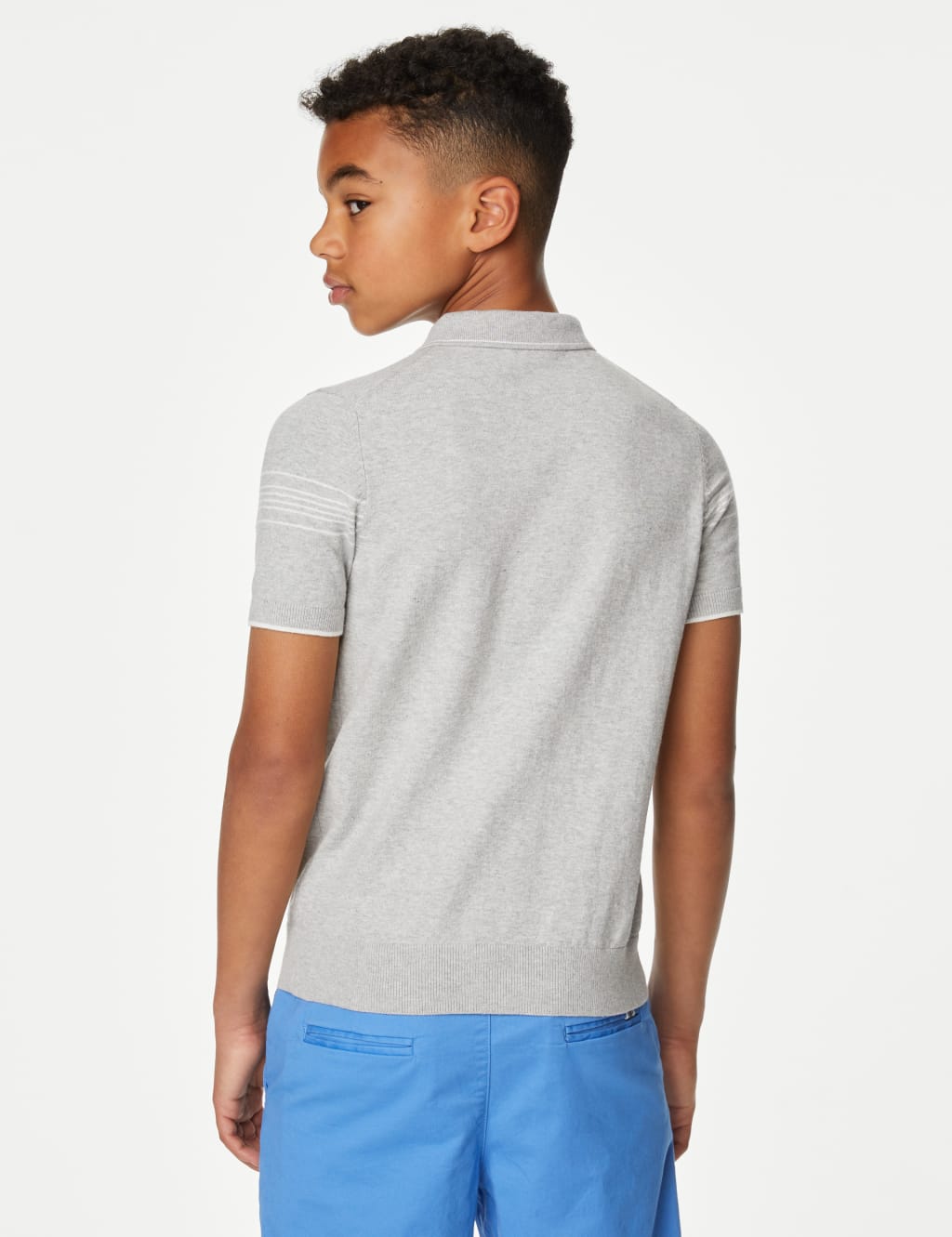 Cotton Rich Striped Knitted Polo Shirt (6-16 Yrs) image 4