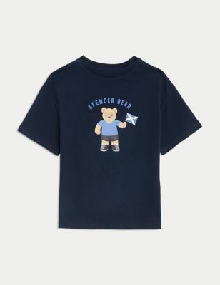 Boy's Pure Cotton Spencer Bear Scotland T-Shirt (6-16 Yrs) - 11-12 - Dark Navy, Dark Navy