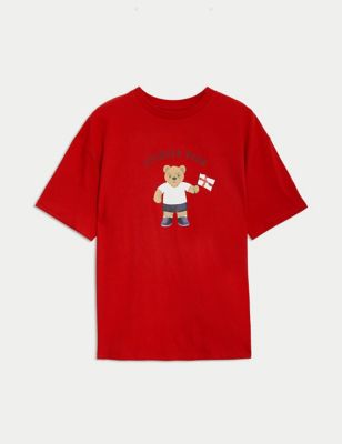 Boys Pure Cotton Spencer Bear England T-Shirt (6-16 Yrs) - 7-8 Y - Bright Red, Bright Red