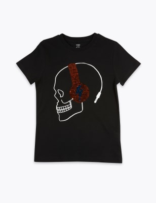 Sequin skull 2024 t shirt