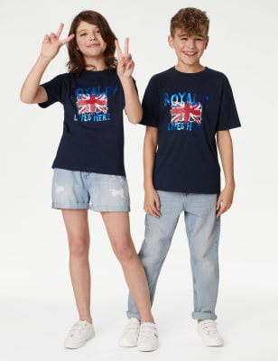 

Boys M&S Collection Pure Cotton Coronation T-Shirt (6-16 Yrs) - Navy, Navy