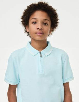 Pure Cotton Half Zip Polo Shirt (6-16 Yrs)