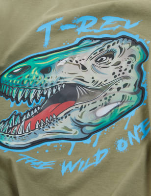 

Boys M&S Collection Pure Cotton Dinosaur T-Shirt (6-16 Yrs) - Khaki, Khaki