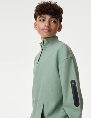 

Boys M&S Collection Pure Cotton Zip Sweatshirt (6-16 Yrs) - Khaki, Khaki