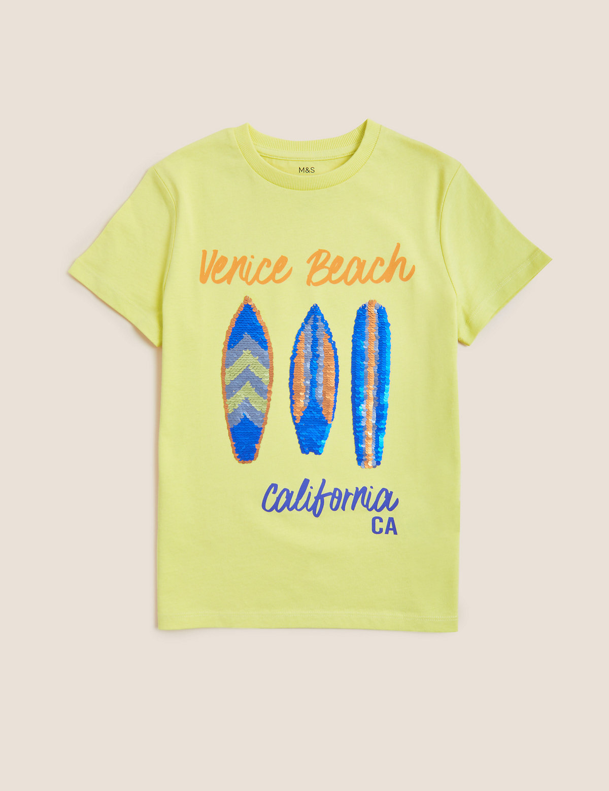 Pure Cotton Surfboard Sequin T-Shirt (6-16 Yrs)