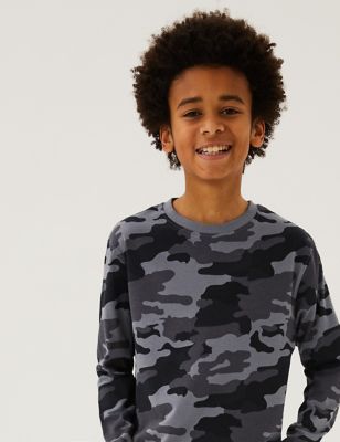 Boys Top Long Sleeve Tee Army Camo Print NEW YORK T-Shirt Kids 4 to 14 Years 