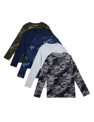 

Boys M&S Collection 5pk Pure Cotton Camouflage T-Shirts (6-16 Yrs) - Multi, Multi