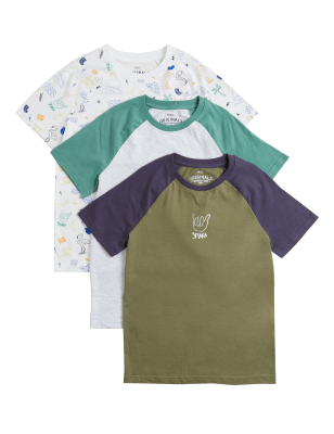 

M&S Collection 3er-Pack T-Shirts mit hohem Baumwollanteil und Surf-Motiv (6-16 J.) - Multi, Multi