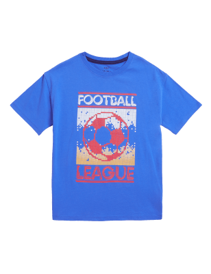 

Boys M&S Collection Pure Cotton Football T-Shirt (6-16 Yrs) - Blue Mix, Blue Mix